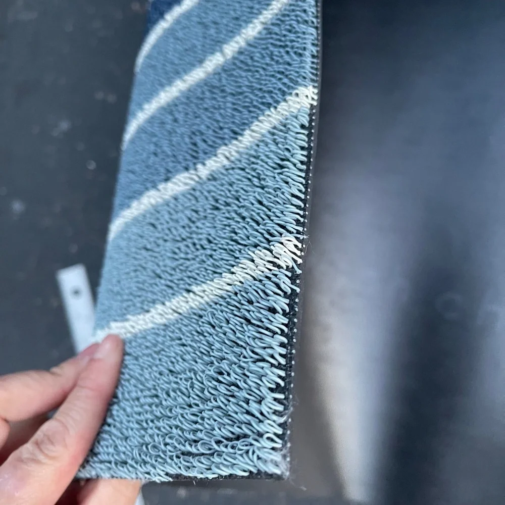 Chilewich Blue and Gray Striped Door Mat
